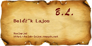 Belák Lajos névjegykártya